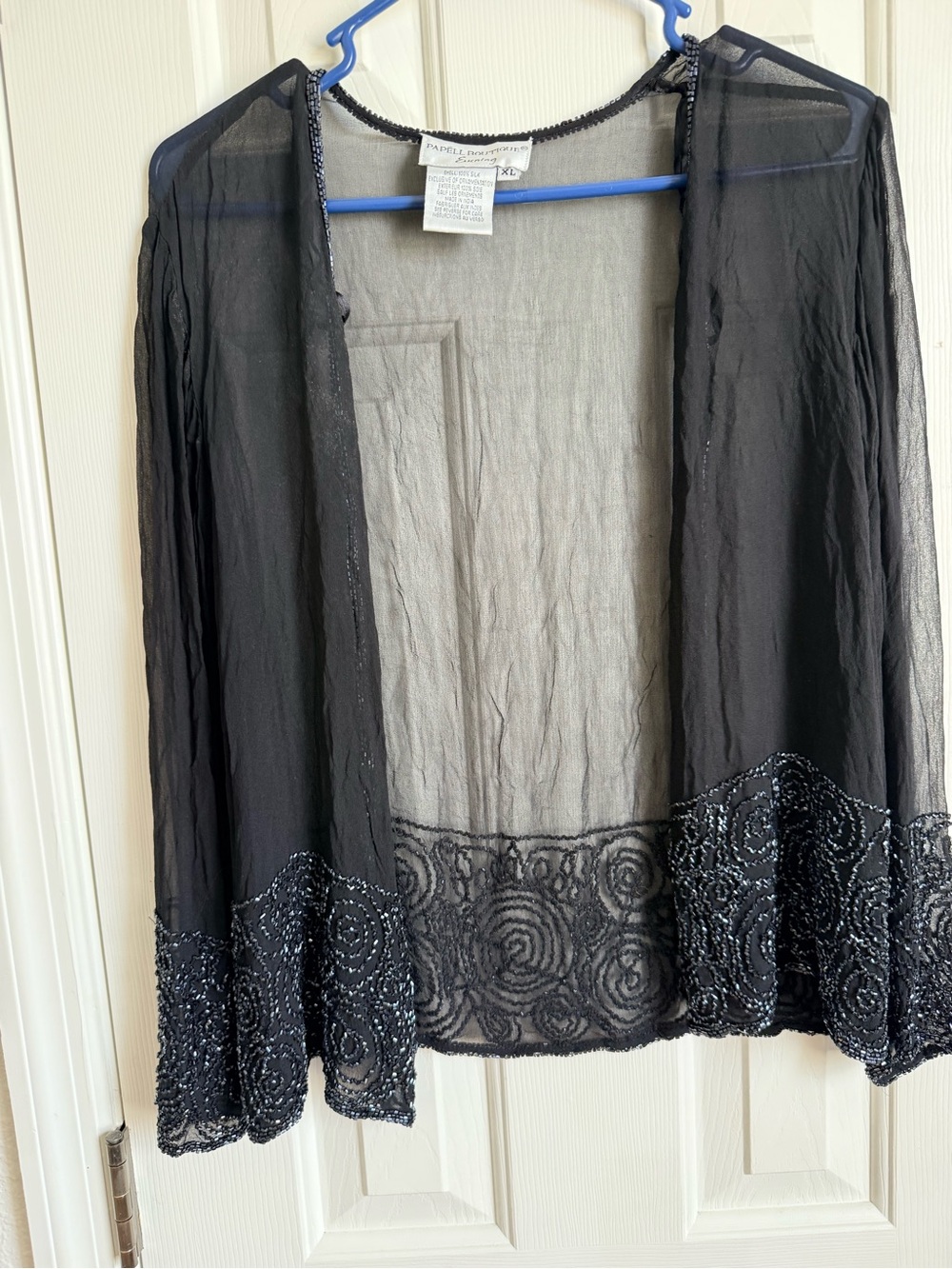 Papell Boutique Evening Black Silk Shell Top